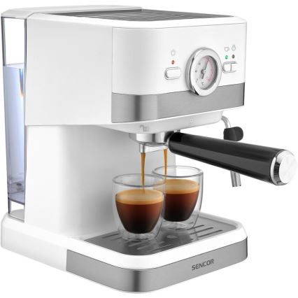 Sencor - Macchina da caffè a leva espresso 1050W/230V bianco/cromo opaco