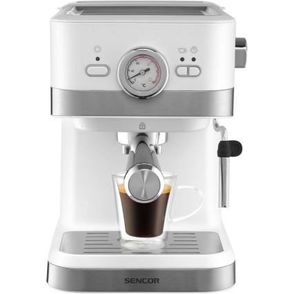 Sencor - Macchina da caffè a leva espresso 1050W/230V bianco/cromo opaco