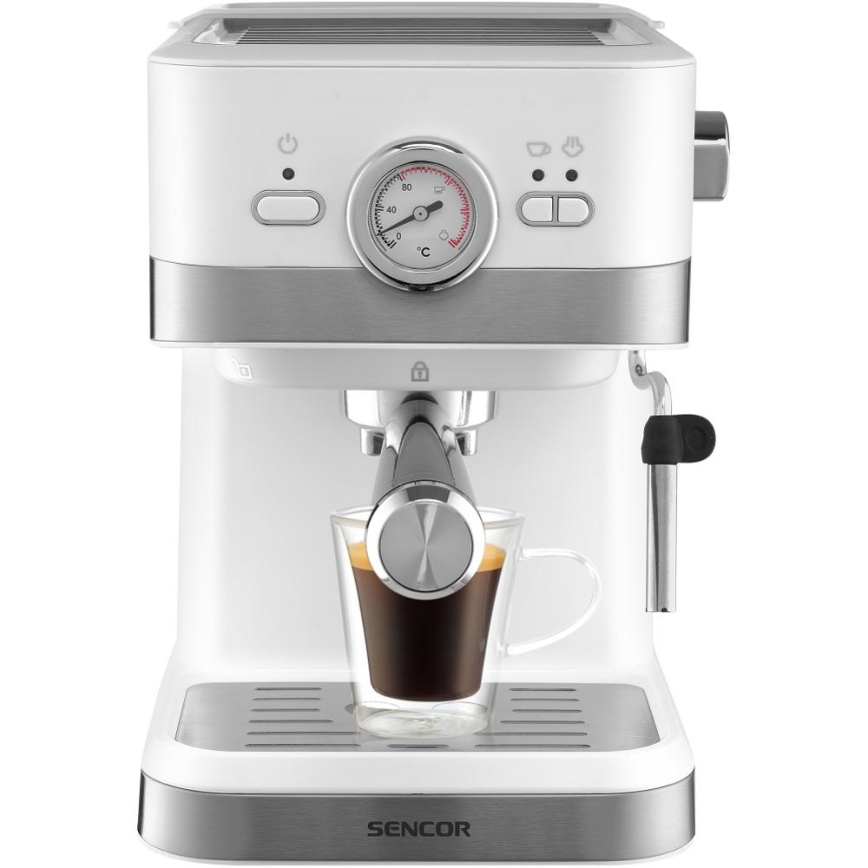 Sencor - Macchina da caffè a leva espresso 1050W/230V bianco/cromo opaco