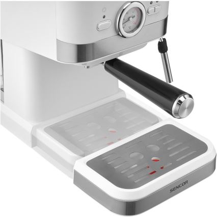 Sencor - Macchina da caffè a leva espresso 1050W/230V bianco/cromo opaco