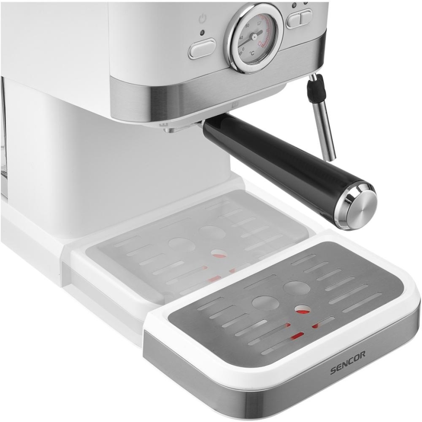 Sencor - Macchina da caffè a leva espresso 1050W/230V bianco/cromo opaco