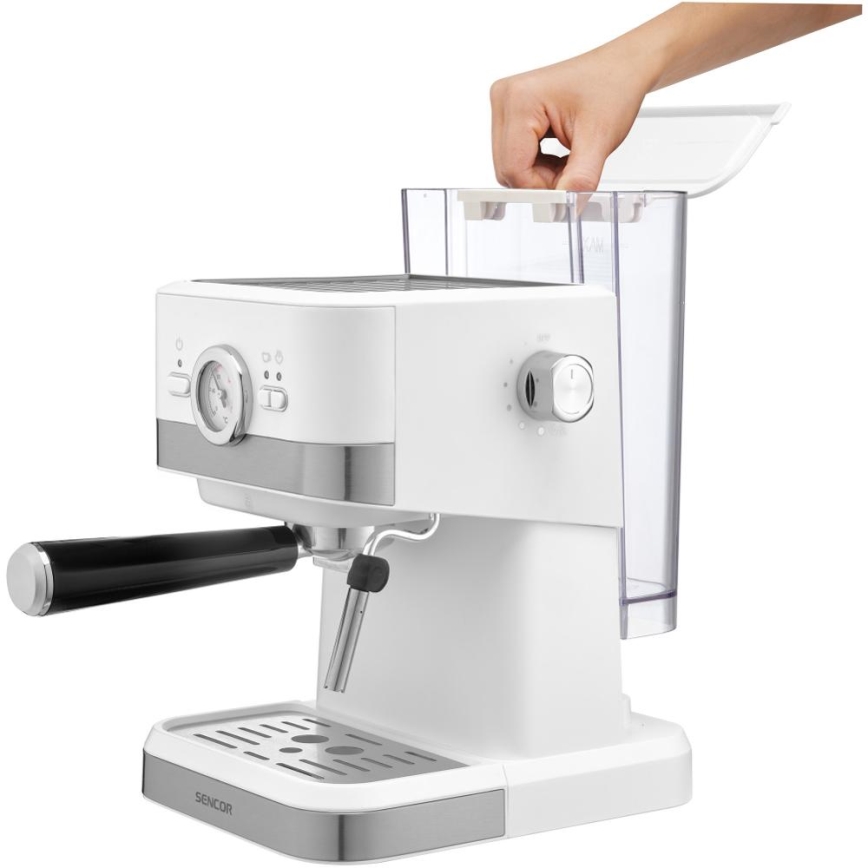 Sencor - Macchina da caffè a leva espresso 1050W/230V bianco/cromo opaco