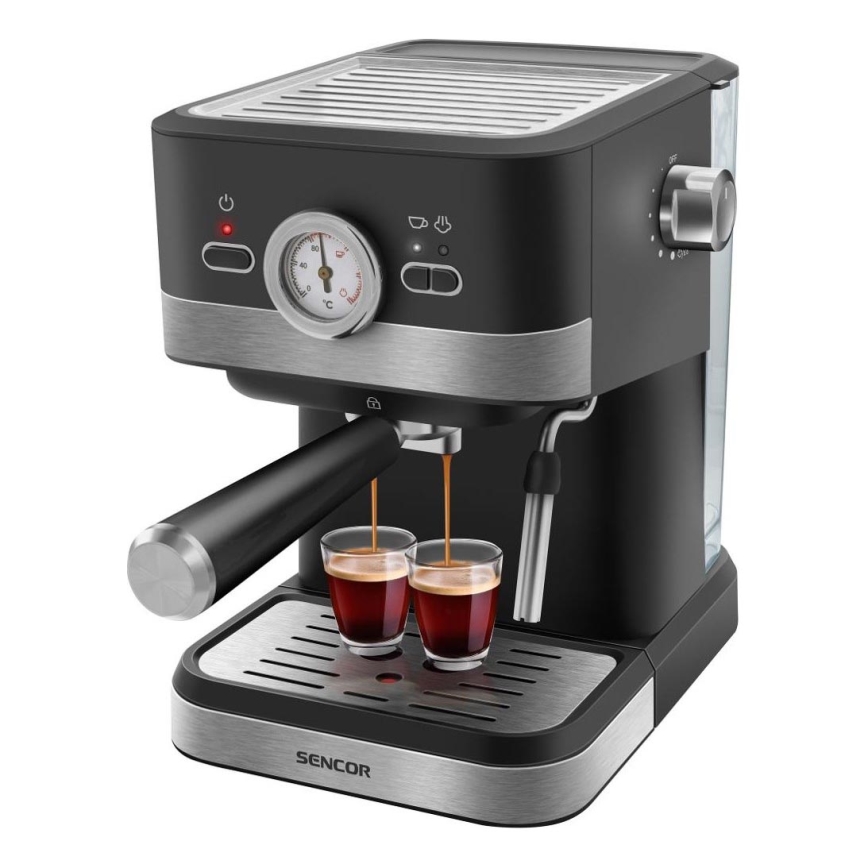 Sencor - Macchina da caffè a leva espresso 1050W/230V nero/cromo opaco