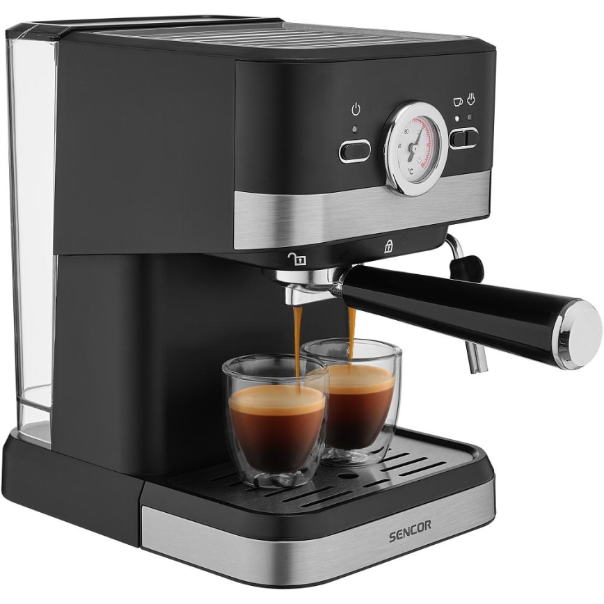 Sencor - Macchina da caffè a leva espresso 1050W/230V nero/cromo opaco
