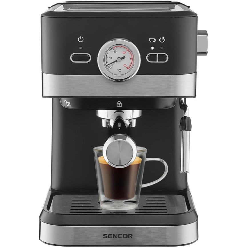 Sencor - Macchina da caffè a leva espresso 1050W/230V nero/cromo opaco