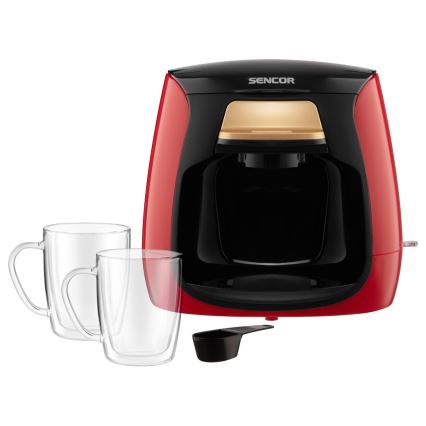 Sencor - Macchina da caffè con due tazze 500W/230V rosso/nero