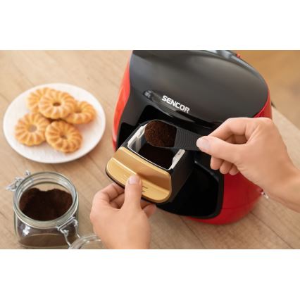 Sencor - Macchina da caffè con due tazze 500W/230V rosso/nero