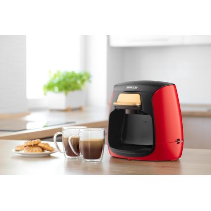 Sencor - Macchina da caffè con due tazze 500W/230V rosso/nero