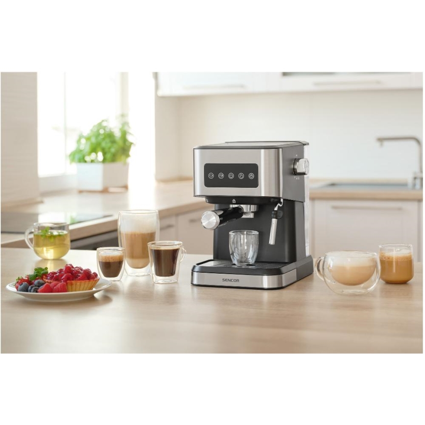 Sencor - Macchina da caffè espresso a leva 1050W/230V nero/cromo satinato