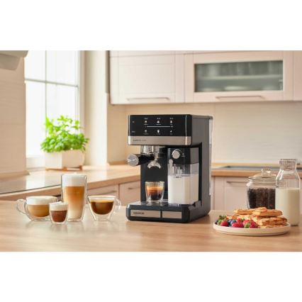 Sencor - Macchina per caffè espresso a portafiltro 1350 W/230 V nero/cromo satinato