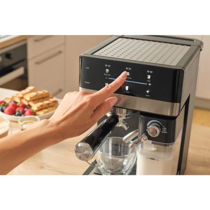 Sencor - Macchina per caffè espresso a portafiltro 1350 W/230 V nero/cromo satinato