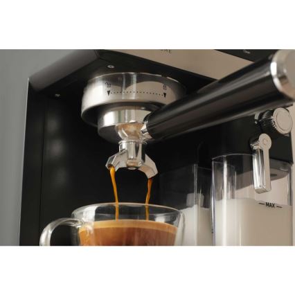 Sencor - Macchina per caffè espresso a portafiltro 1350 W/230 V nero/cromo satinato