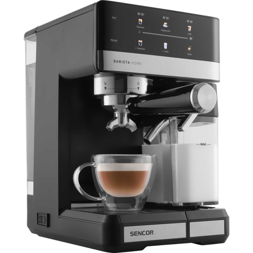 Sencor - Macchina per caffè espresso a portafiltro 1350 W/230 V nero/cromo satinato