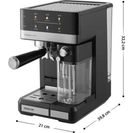 Sencor - Macchina per caffè espresso a portafiltro 1350 W/230 V nero/cromo satinato