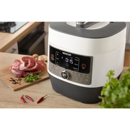 Sencor - Pentola a pressione elettrica multifunzione 5,5 l 1000W/230V bianco/nero
