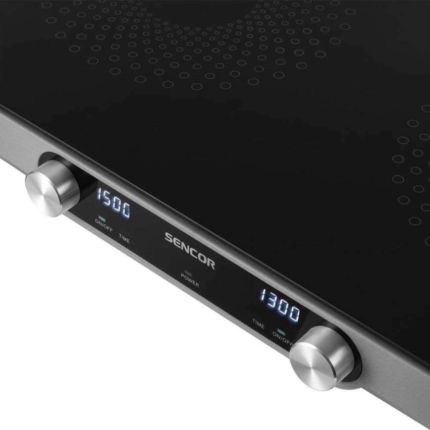 Sencor - Piano cottura in vetroceramica a 2 fuochi con display LCD 3500W/230V