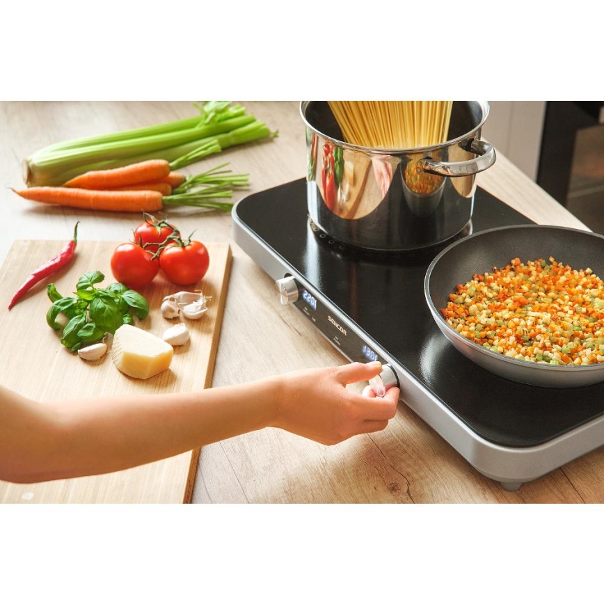 Sencor - Piastra in vetroceramica a due fuochi con display LCD 3500W/230V