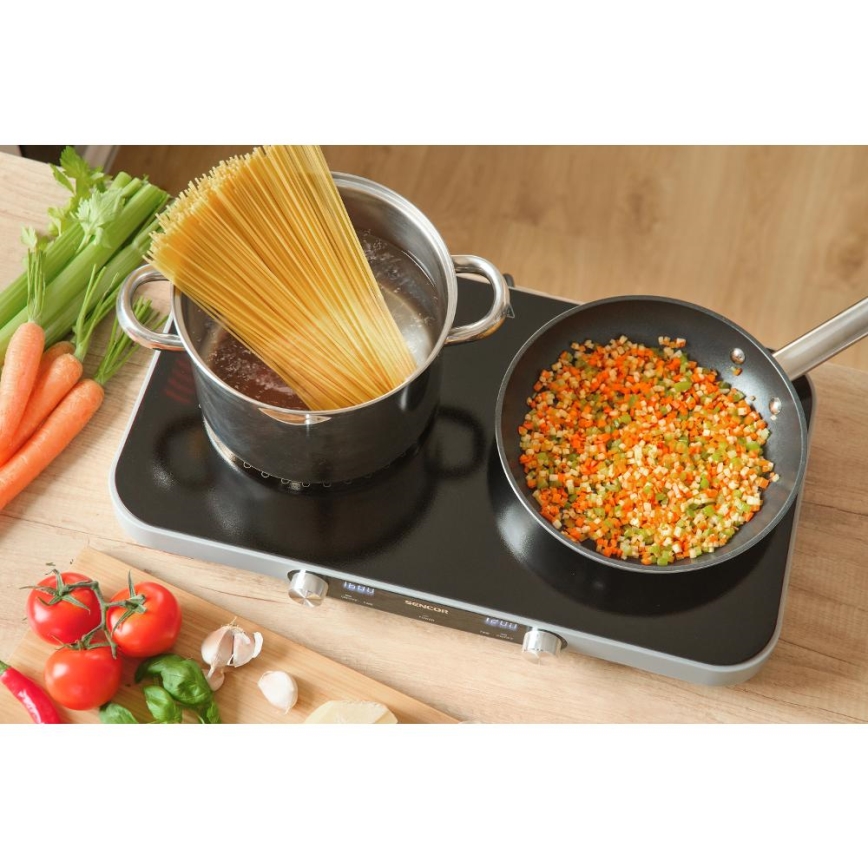 Sencor - Piastra in vetroceramica a due fuochi con display LCD 3500W/230V