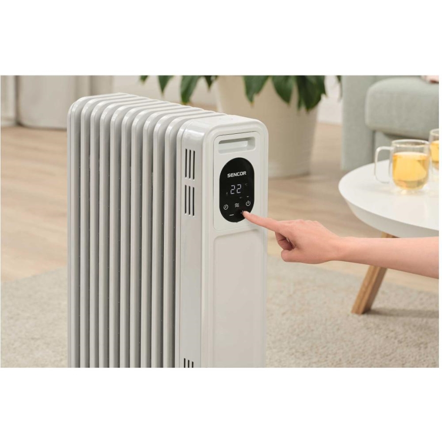 Sencor - Radiatore ad olio con 11 alette 1000/2300W/230V bianco + telecomando