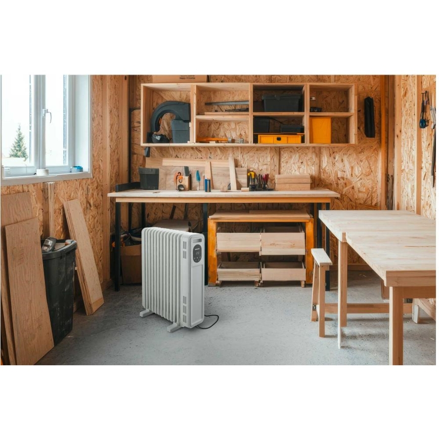 Sencor - Radiatore ad olio a 13 elementi, 1000/2500 W, 230 V, bianco + telecomando