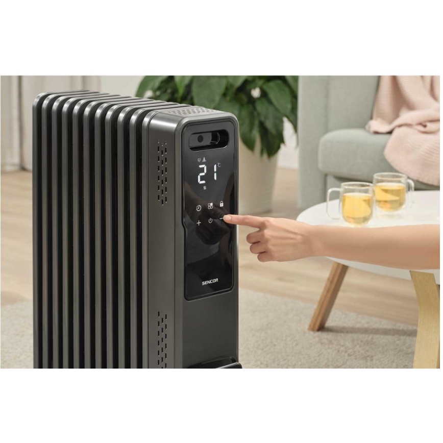 Sencor - Radiatore ad olio con 11 elementi 1000/1200/2400W/230V Wi-Fi nero