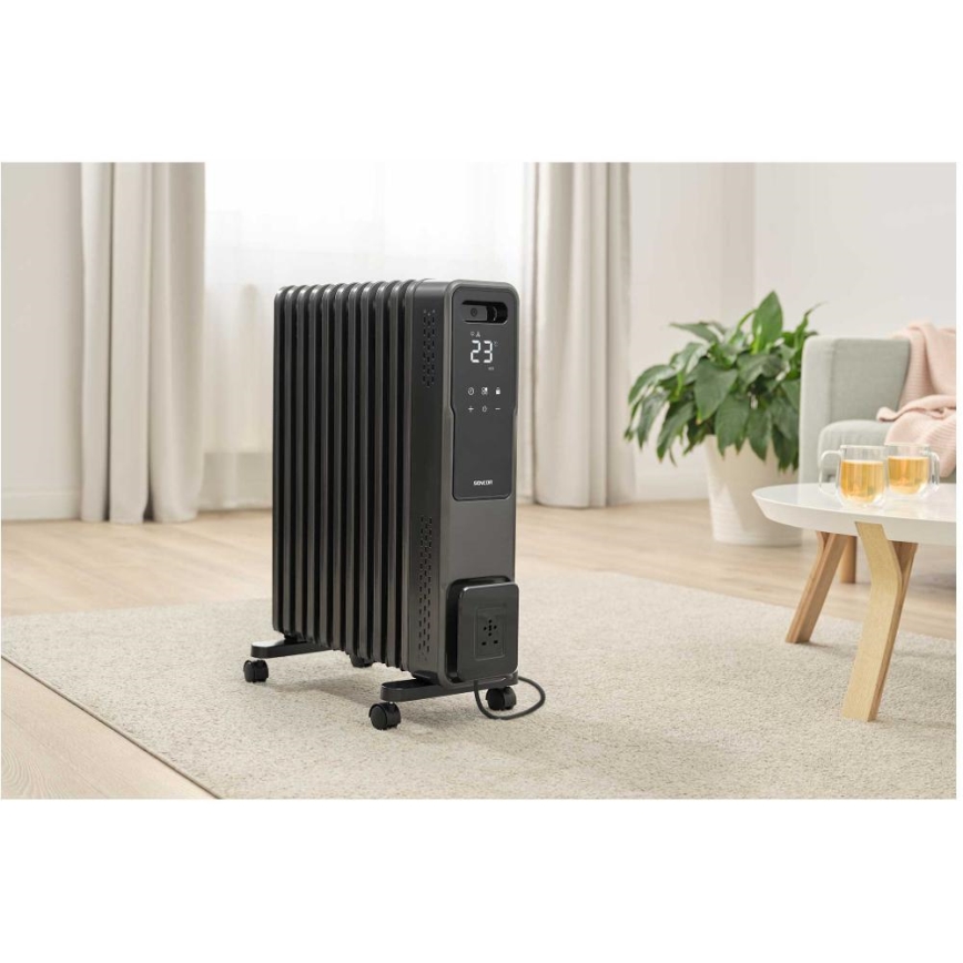 Sencor - Radiatore ad olio con 11 elementi 1000/1200/2400W/230V Wi-Fi nero