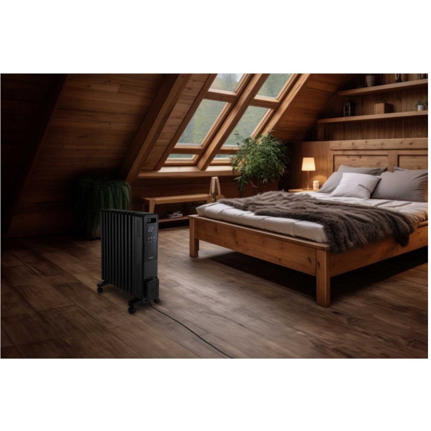 Sencor - Radiatore ad olio con 11 elementi 1000/1200/2400W/230V Wi-Fi nero