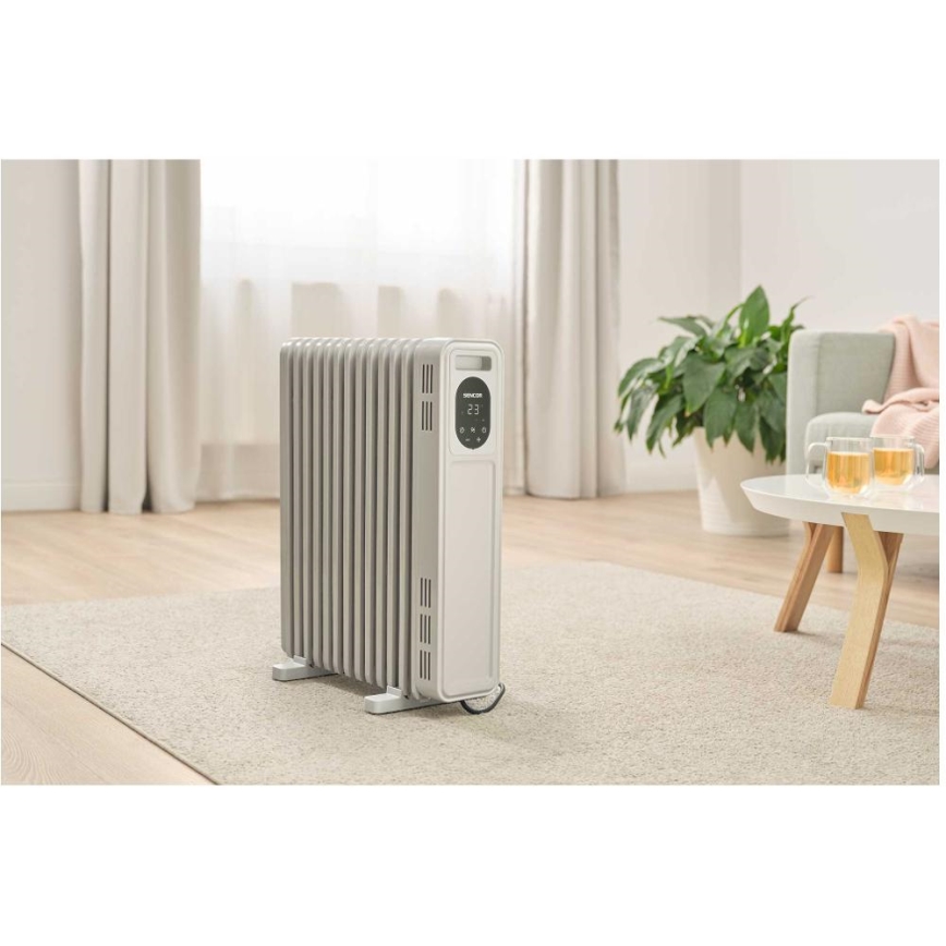 Sencor - Radiatore a olio con 13 elementi, 1000/2500 W, 230 V, bianco, con telecomando