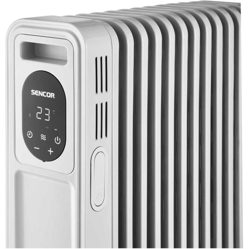 Sencor - Radiatore a olio con 13 elementi, 1000/2500 W, 230 V, bianco, con telecomando