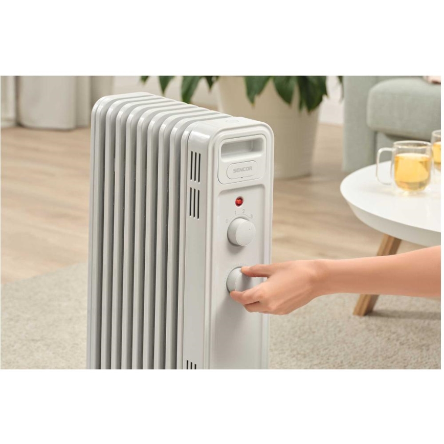 Sencor - Radiatore ad olio con 9 elementi, 800/1200/2000 W, 230 V, bianco