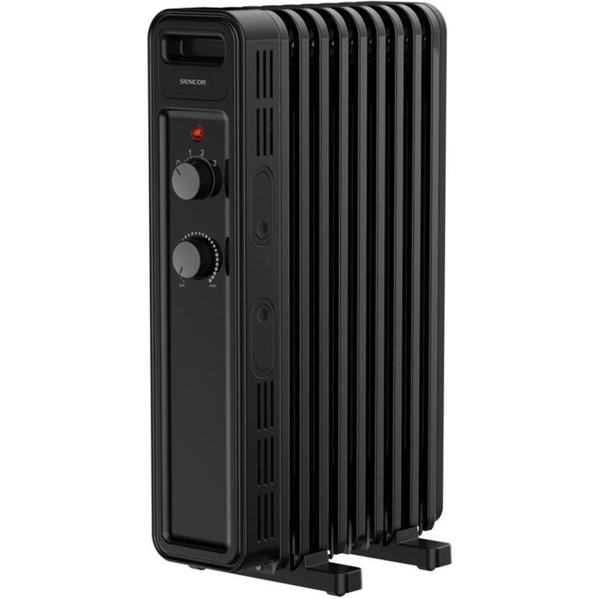 Sencor - Radiatore elettrico a olio con 9 elementi, 3 livelli di potenza 800/1200/2000 W, 230 V, nero