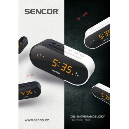 Sencor - Radio sveglia con LED display e proiettore 5W/230V 1xCR2032 bianco