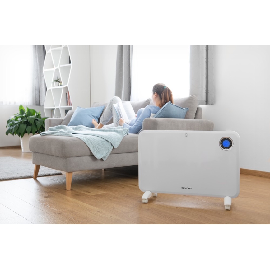 Sencor - Riscaldatore a convezione con display LCD e termostato 750W/1500W/230V IP24