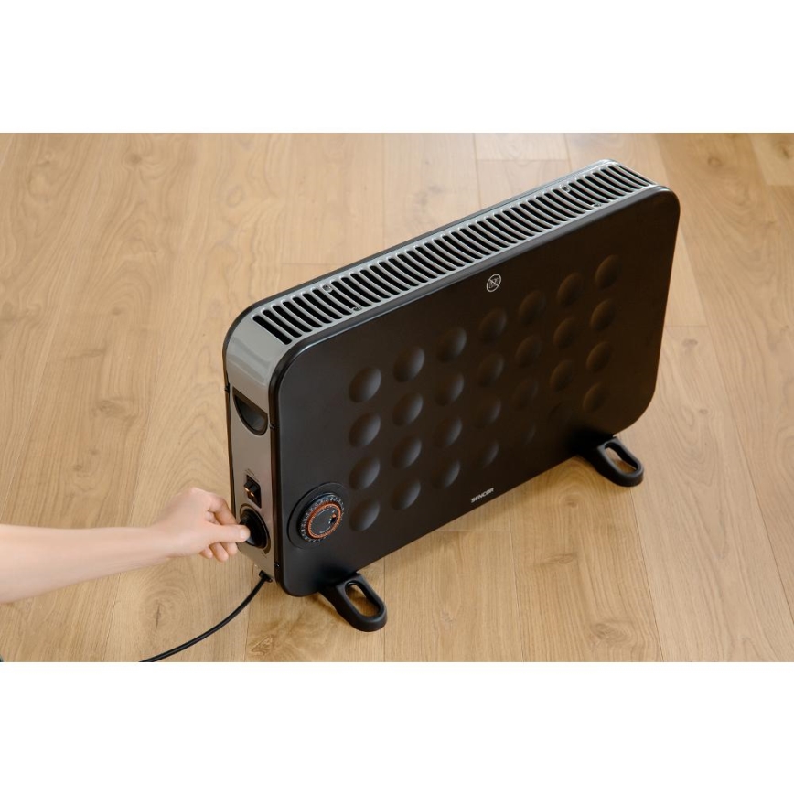 Sencor - Riscaldatore elettrico a convettore 750/1250/2000W/230V termostato IP24 nero