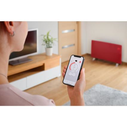 Sencor - Riscaldatore elettrico/convettore intelligente 1200/2400W/230V IP24 Wi-Fi rosso