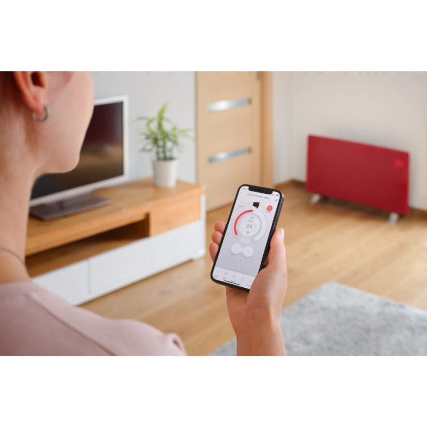 Sencor - Riscaldatore elettrico/convettore intelligente 1200/2400W/230V IP24 Wi-Fi rosso