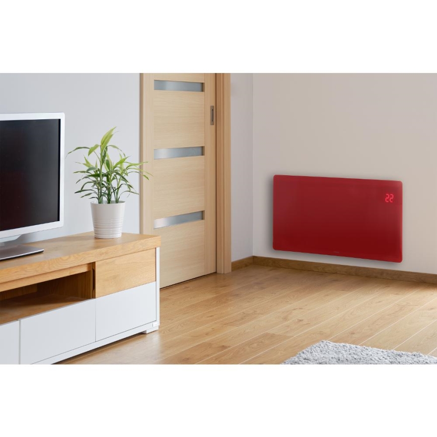 Sencor - Riscaldatore elettrico/convettore intelligente 1200/2400W/230V IP24 Wi-Fi rosso