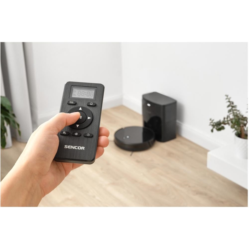 Sencor - Robot aspirapolvere con funzione mop 2 in 1 16 W / 2600 mAh Wi‑Fi nero + telecomando