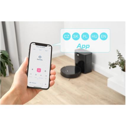 Sencor - Robot aspirapolvere con funzione mop 2 in 1 16 W / 2600 mAh Wi‑Fi nero + telecomando