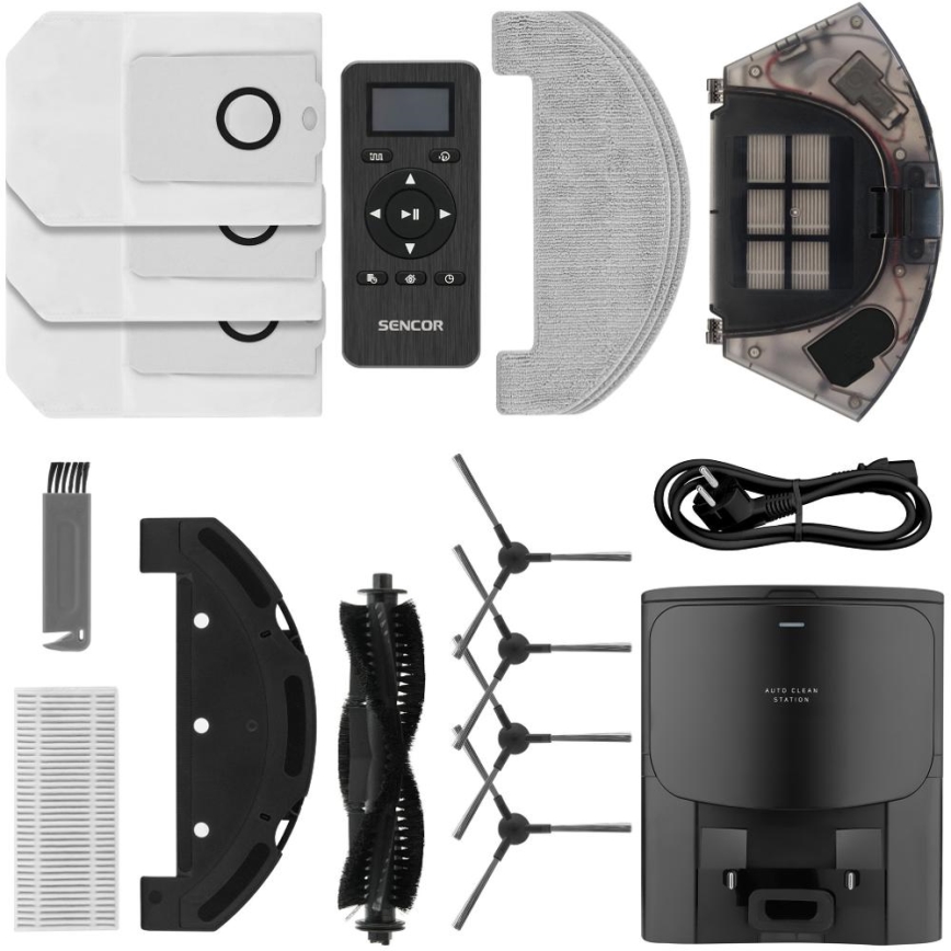 Sencor - Robot aspirapolvere con funzione mop 2 in 1 16 W / 2600 mAh Wi‑Fi nero + telecomando