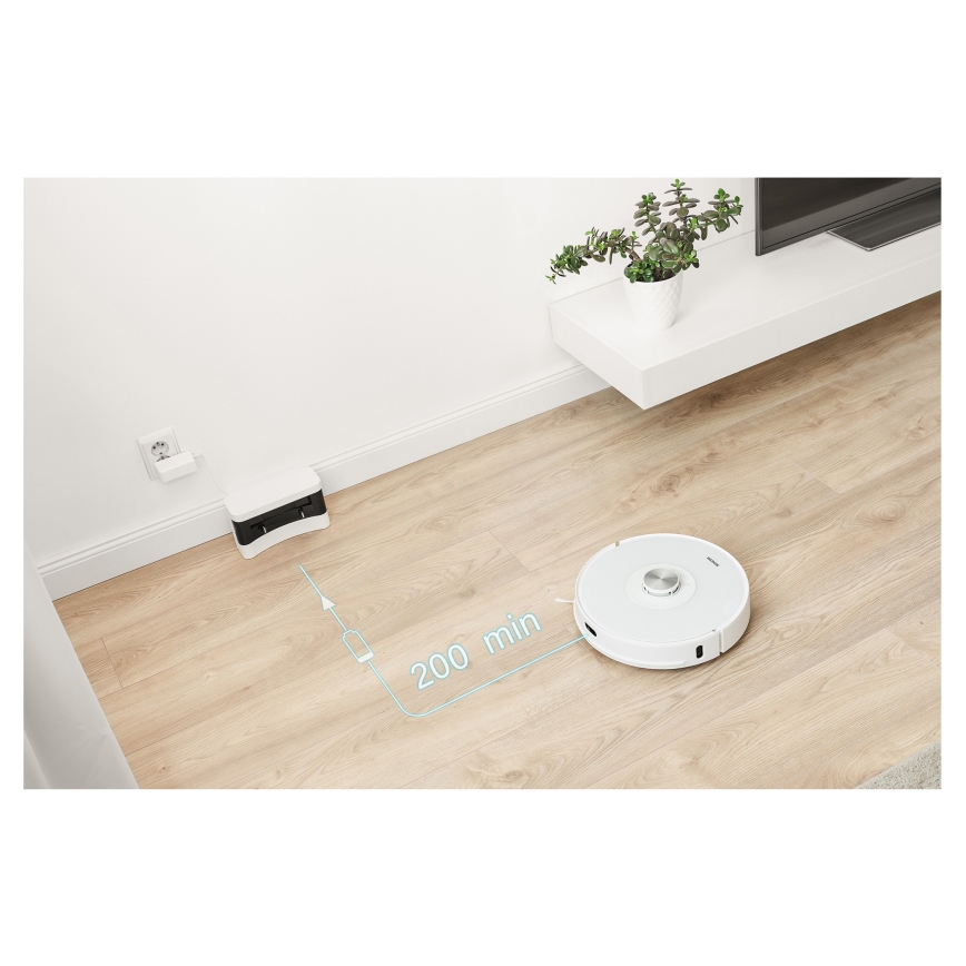 Sencor - Robot aspirapolvere e lavapavimenti 2 in 1 50 W/5000 mAh Wi-Fi bianco + telecomando