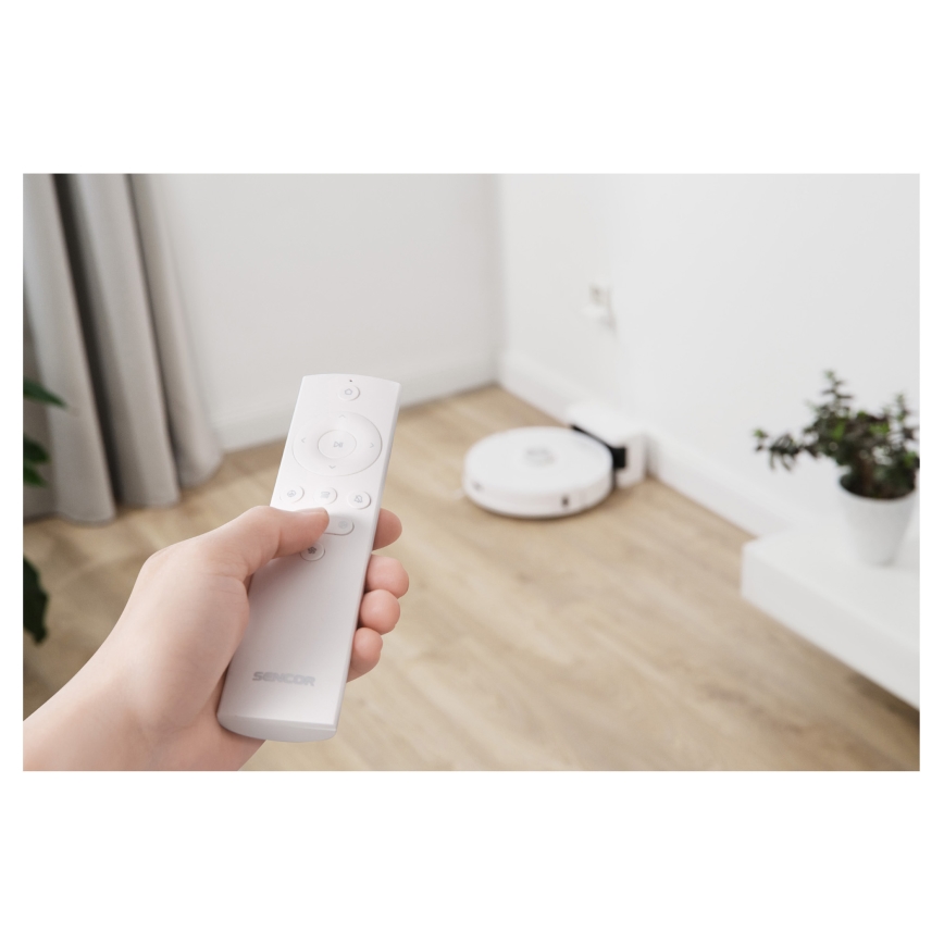 Sencor - Robot aspirapolvere e lavapavimenti 2 in 1 50 W/5000 mAh Wi-Fi bianco + telecomando