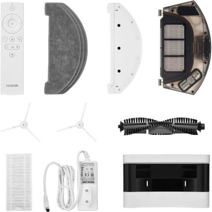 Sencor - Robot aspirapolvere e lavapavimenti 2 in 1 50 W/5000 mAh Wi-Fi bianco + telecomando