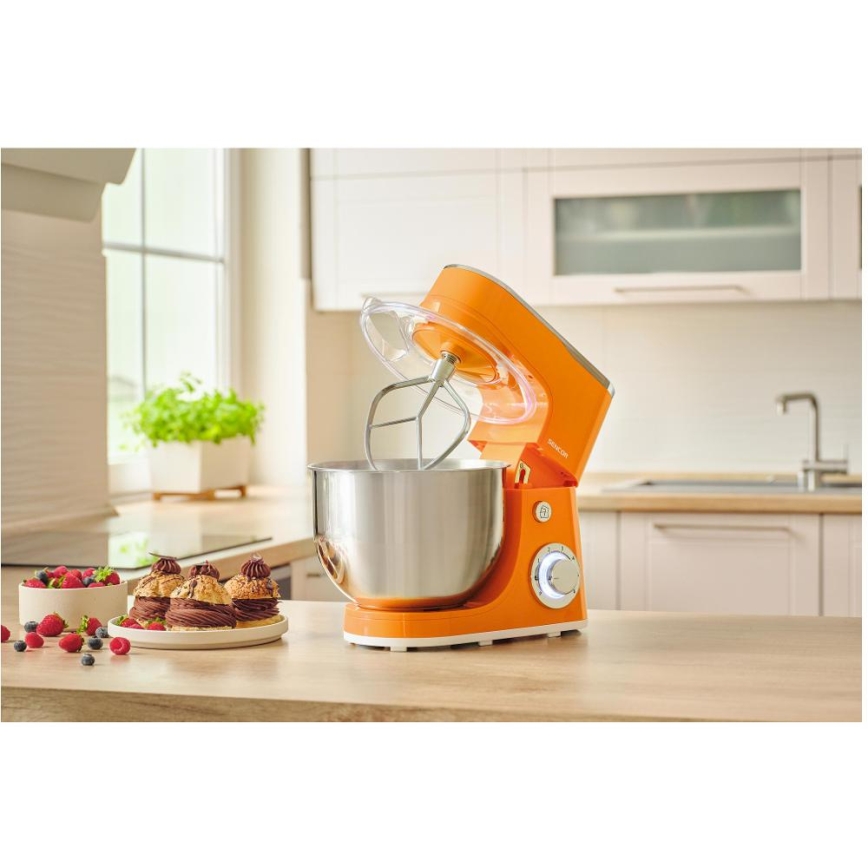 Sencor - Robot da cucina con ciotola in acciaio inox 1300W/230V arancione