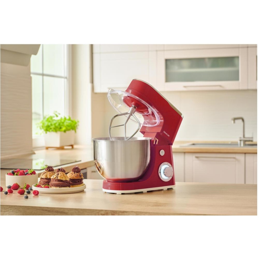 Sencor - Robot da cucina con ciotola in acciaio inox 1300W/230V rosso