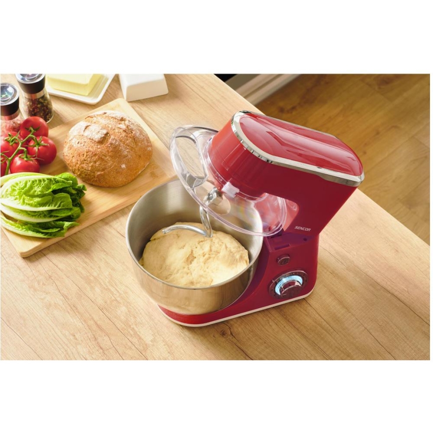 Sencor - Robot da cucina con ciotola in acciaio inox 1300W/230V rosso
