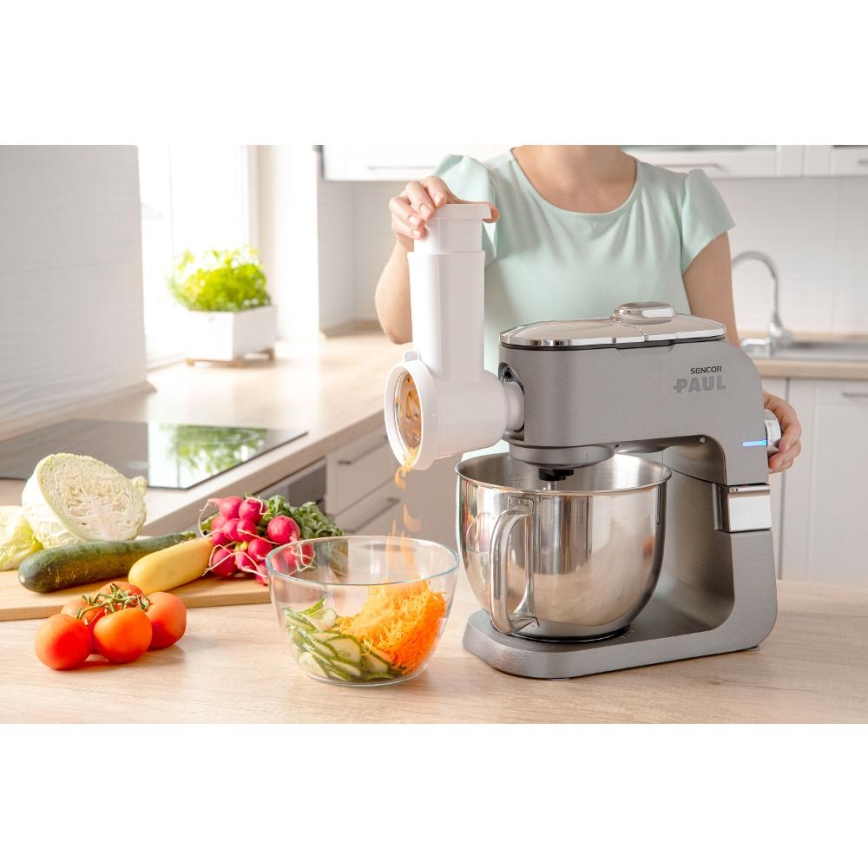 Sencor - Robot da cucina con ciotola in acciaio inox 1700W/230V cromo opaco