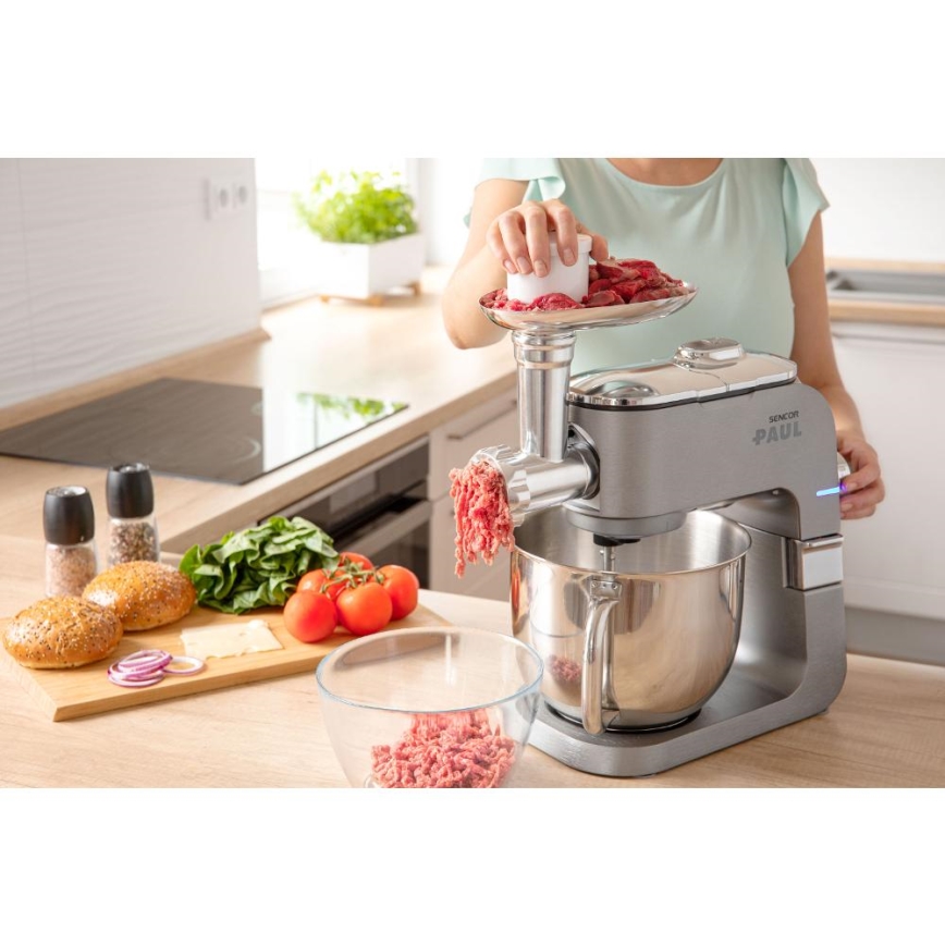Sencor - Robot da cucina con ciotola in acciaio inox 1700W/230V cromo opaco