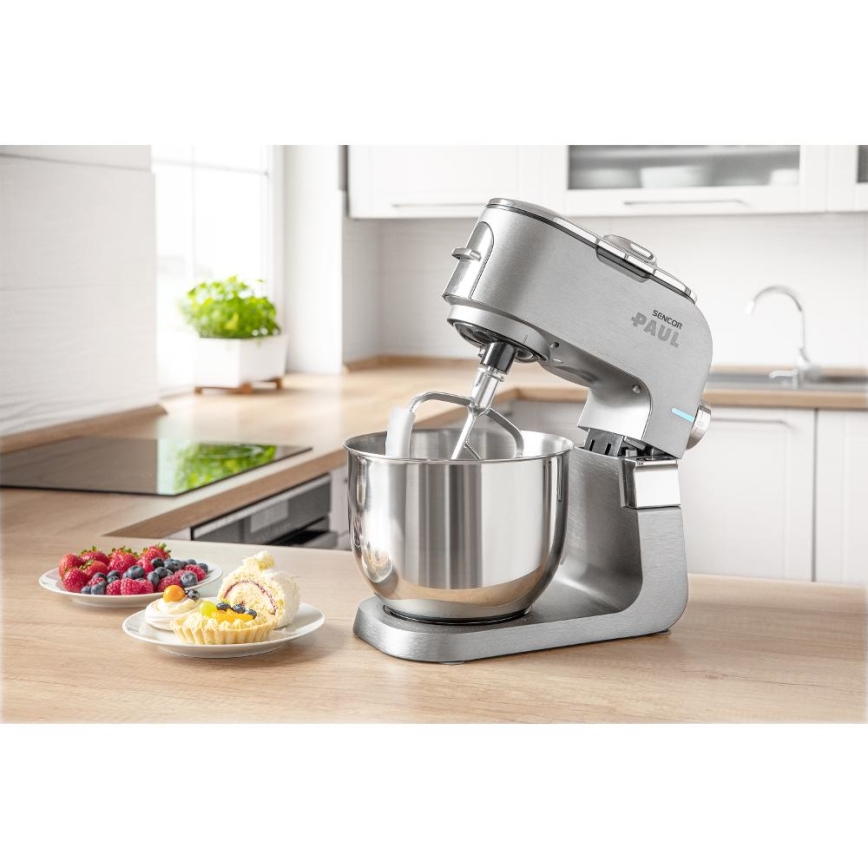 Sencor - Robot da cucina multifunzionale con ciotola in acciaio inox 1500W/230V cromo opaco