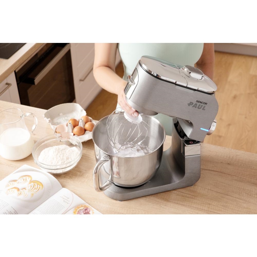 Sencor - Robot da cucina multifunzionale con ciotola in acciaio inox 1500W/230V cromo opaco